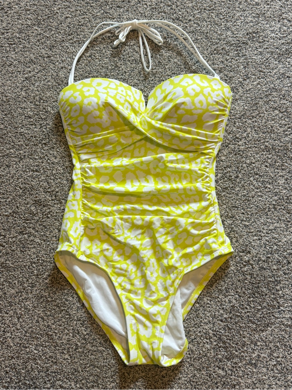 Calvin Klein Yellow & White Leopard-Print One-Piece Swimsuit